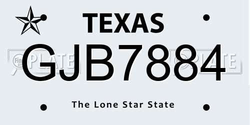 GJB7884 Texas License Plate