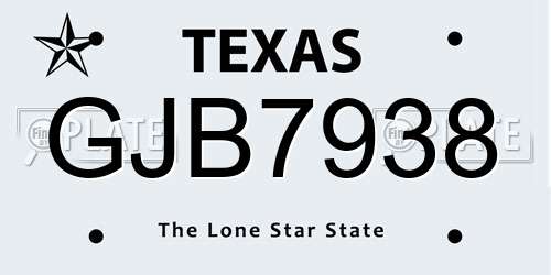 GJB7938 Texas License Plate