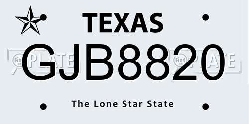 GJB8820 Texas License Plate
