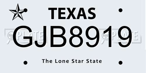 GJB8919 Texas License Plate