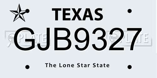 GJB9327 Texas License Plate