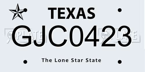 GJC0423 Texas License Plate