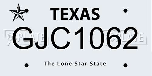 GJC1062 Texas License Plate