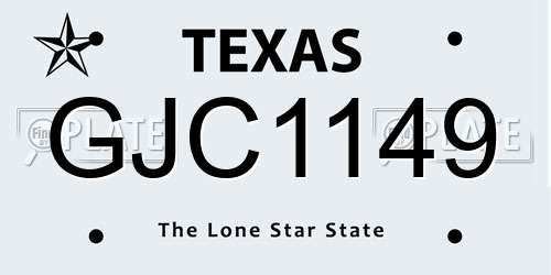 GJC1149 Texas License Plate