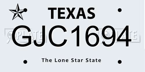 GJC1694 Texas License Plate