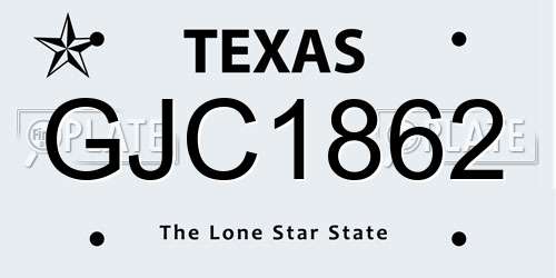 GJC1862 Texas License Plate