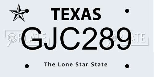 GJC289 Texas License Plate