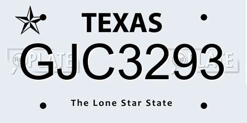 GJC3293 Texas License Plate