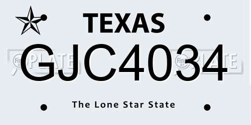 GJC4034 Texas License Plate