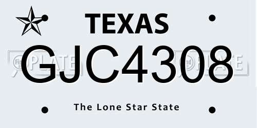 GJC4308 Texas License Plate