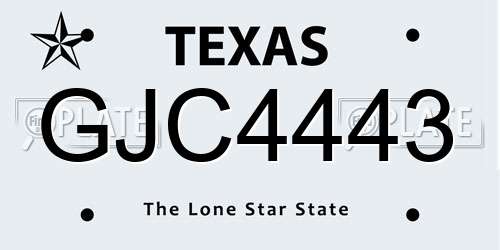 GJC4443 Texas License Plate