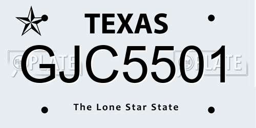 GJC5501 Texas License Plate
