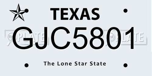 GJC5801 Texas License Plate