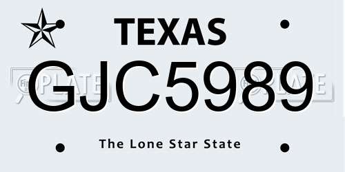 GJC5989 Texas License Plate