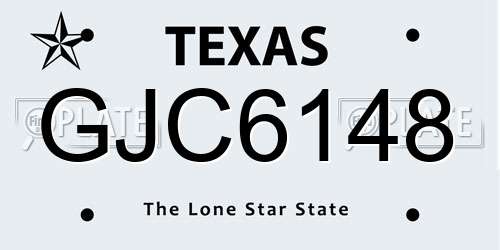 GJC6148 Texas License Plate