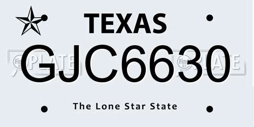 GJC6630 Texas License Plate