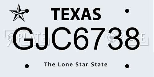 GJC6738 Texas License Plate