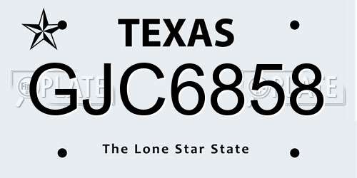 GJC6858 Texas License Plate