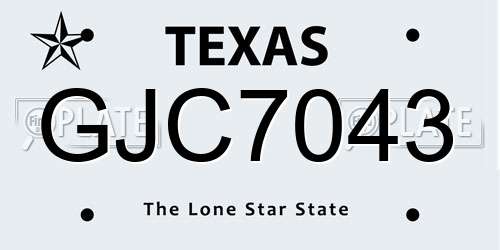 GJC7043 Texas License Plate