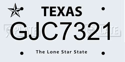 GJC7321 Texas License Plate