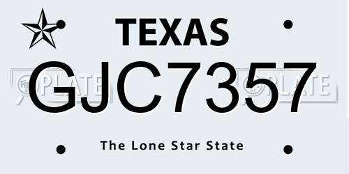 GJC7357 Texas License Plate