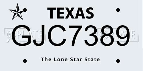 GJC7389 Texas License Plate