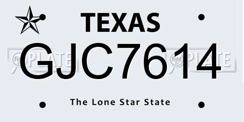 GJC7614 Texas License Plate