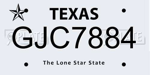 GJC7884 Texas License Plate