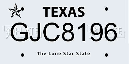 GJC8196 Texas License Plate