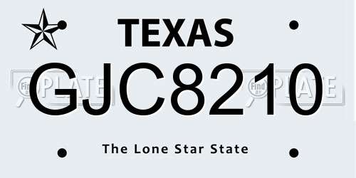 GJC8210 Texas License Plate