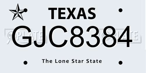 GJC8384 Texas License Plate