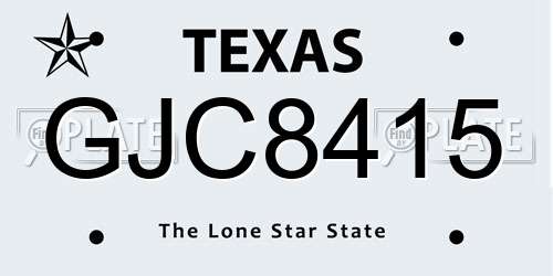 GJC8415 Texas License Plate
