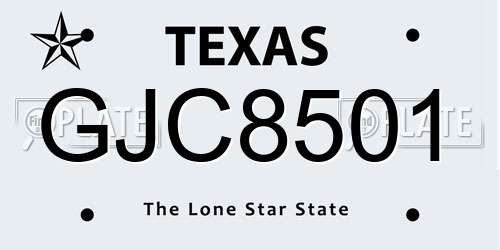 GJC8501 Texas License Plate