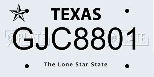 GJC8801 Texas License Plate