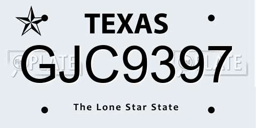 GJC9397 Texas License Plate