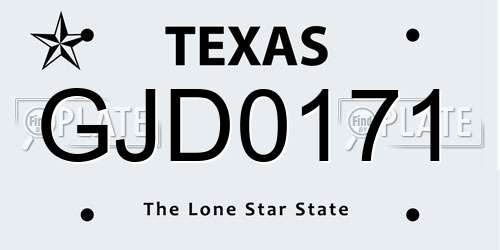 GJD0171 Texas License Plate