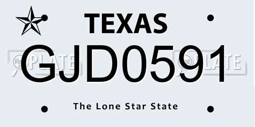 GJD0591 Texas License Plate