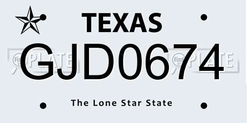GJD0674 Texas License Plate