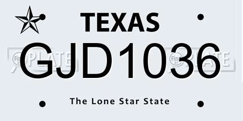 GJD1036 Texas License Plate