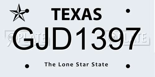 GJD1397 Texas License Plate