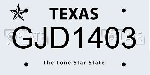 GJD1403 Texas License Plate