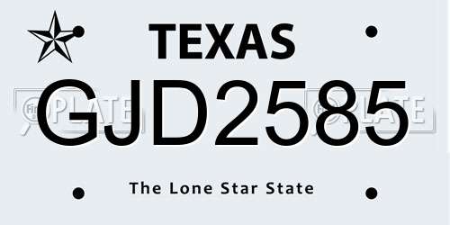 GJD2585 Texas License Plate
