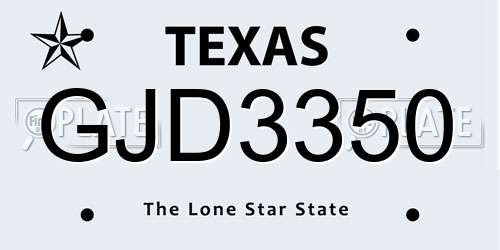 GJD3350 Texas License Plate