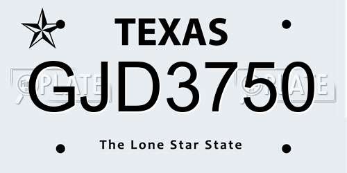 GJD3750 Texas License Plate