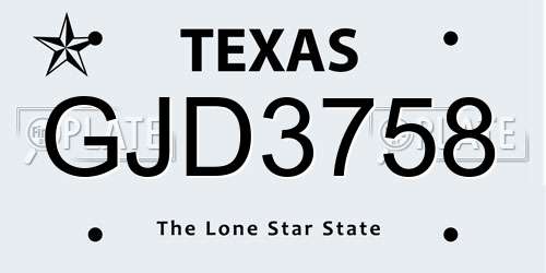 GJD3758 Texas License Plate