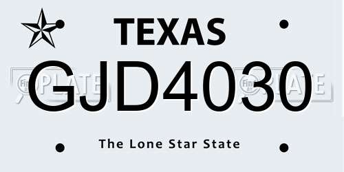 GJD4030 Texas License Plate