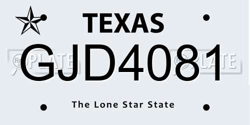GJD4081 Texas License Plate