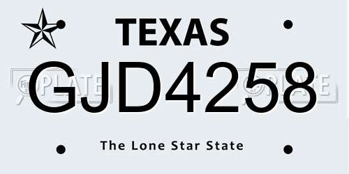 GJD4258 Texas License Plate