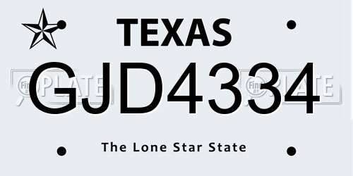 GJD4334 Texas License Plate