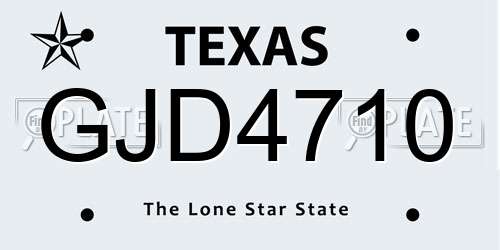 GJD4710 Texas License Plate